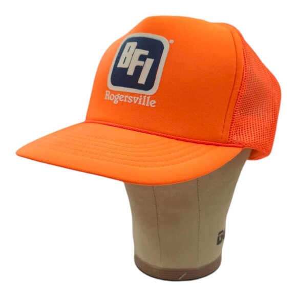 BFI Rope Braid Mesh Snapback Cap Vintage Trucker Foam Baseball Hat Blaze Orange - Picture 2 of 13